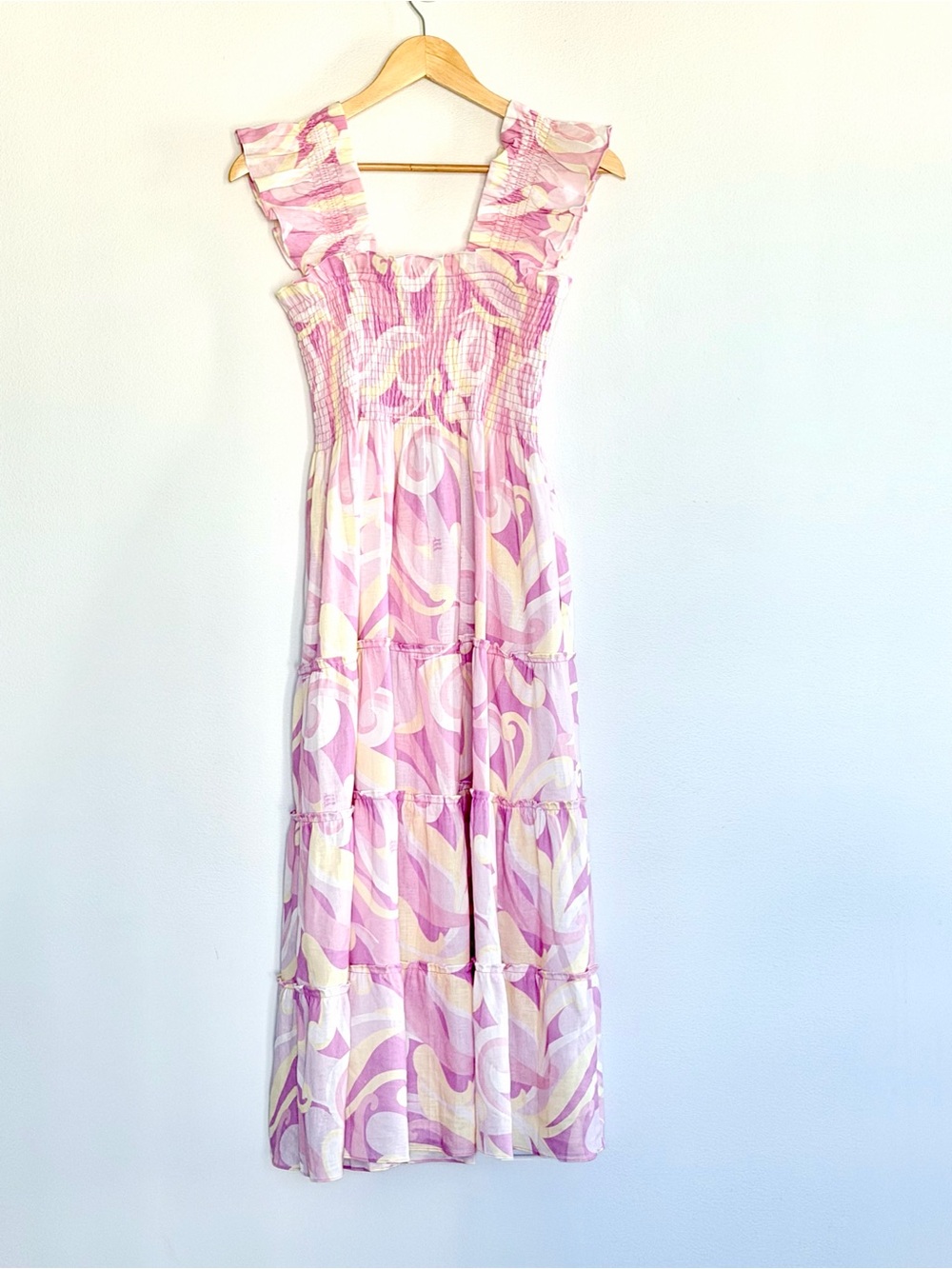 NWT Hill House Home Ellie Nap Dress Candy Kaleidoscope 100% Linen Pink